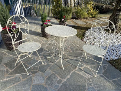 SET OF TWO CREAM BISTROT CHAIRS AND TABLE - best price from Maltashopper.com BR500012916