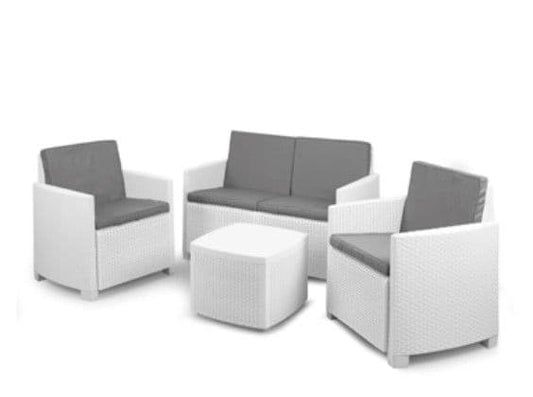 Bricocenter VESUVIO WOVEN WHITE RATTAN LOUNGE WITH CUSHIONS