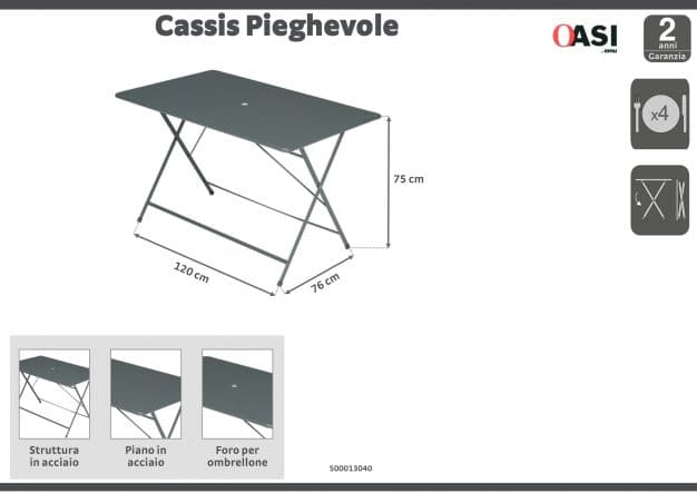 PIEGH TABLE. CASSIS 120X76cm anthracite - best price from Maltashopper.com BR500013040