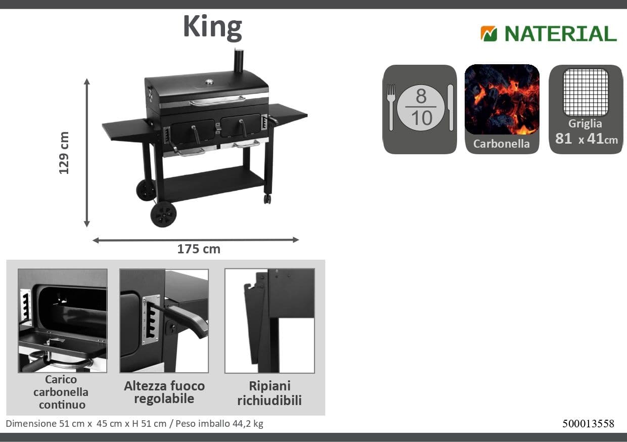 Bricocenter KING SIZE CHARCOAL BARBECUE With 2 independent burners