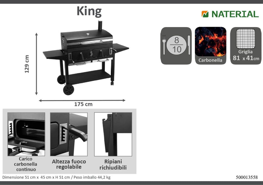 Bricocenter KING SIZE CHARCOAL BARBECUE With 2 independent burners