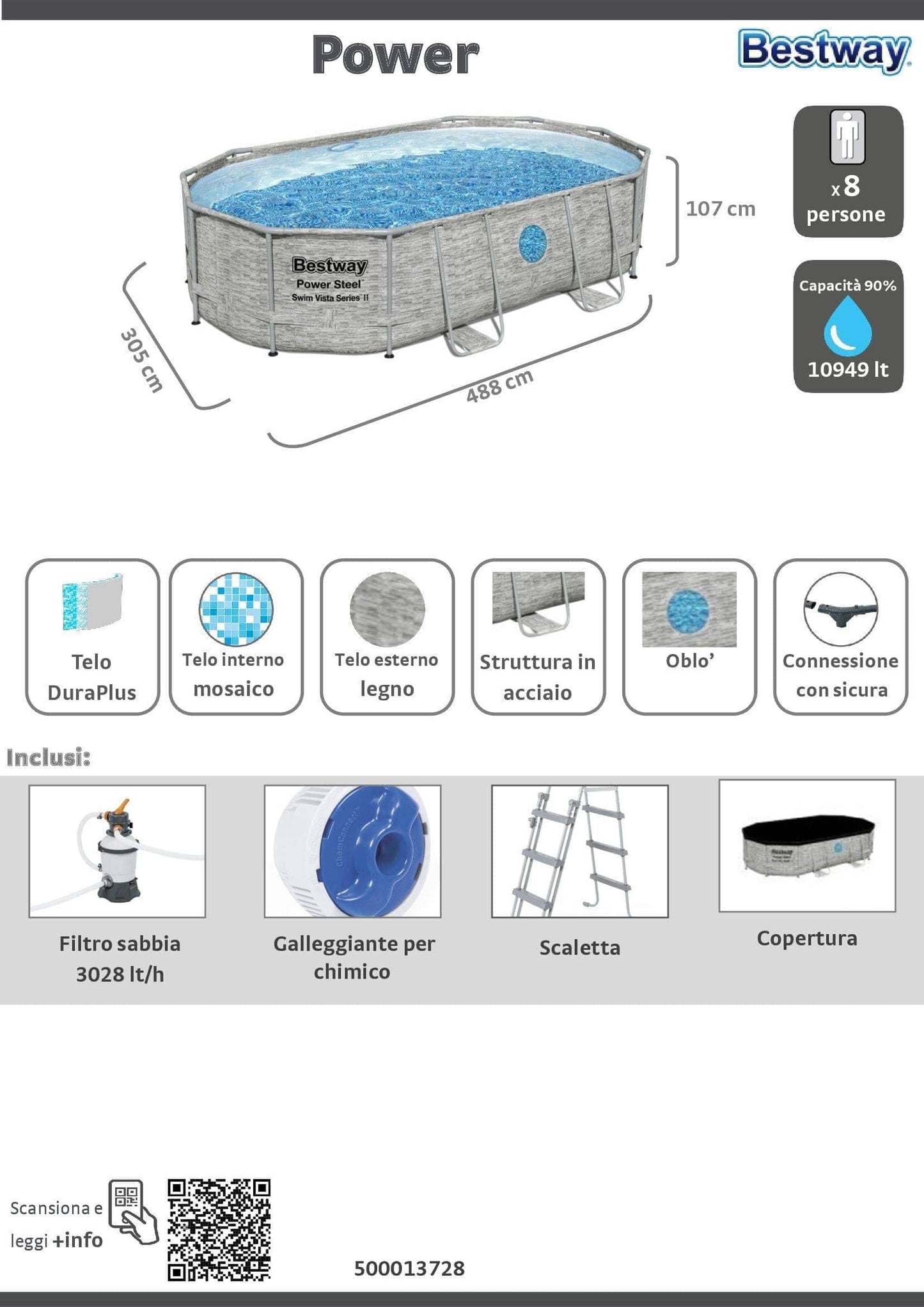 Bricocenter Pool 4.88mX3.05mX107 cm