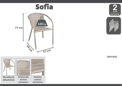 STACKABLE SOFIA CHAIR 57Xd59Xh77cm In steel covered in synthetic rattan - best price from Maltashopper.com BR500014830
