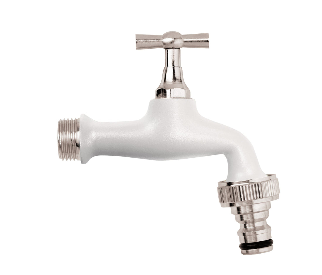 GARDEN TAP CHROME-PLATED BRASS WITH QUICK COUPLING 1/2" WHITE