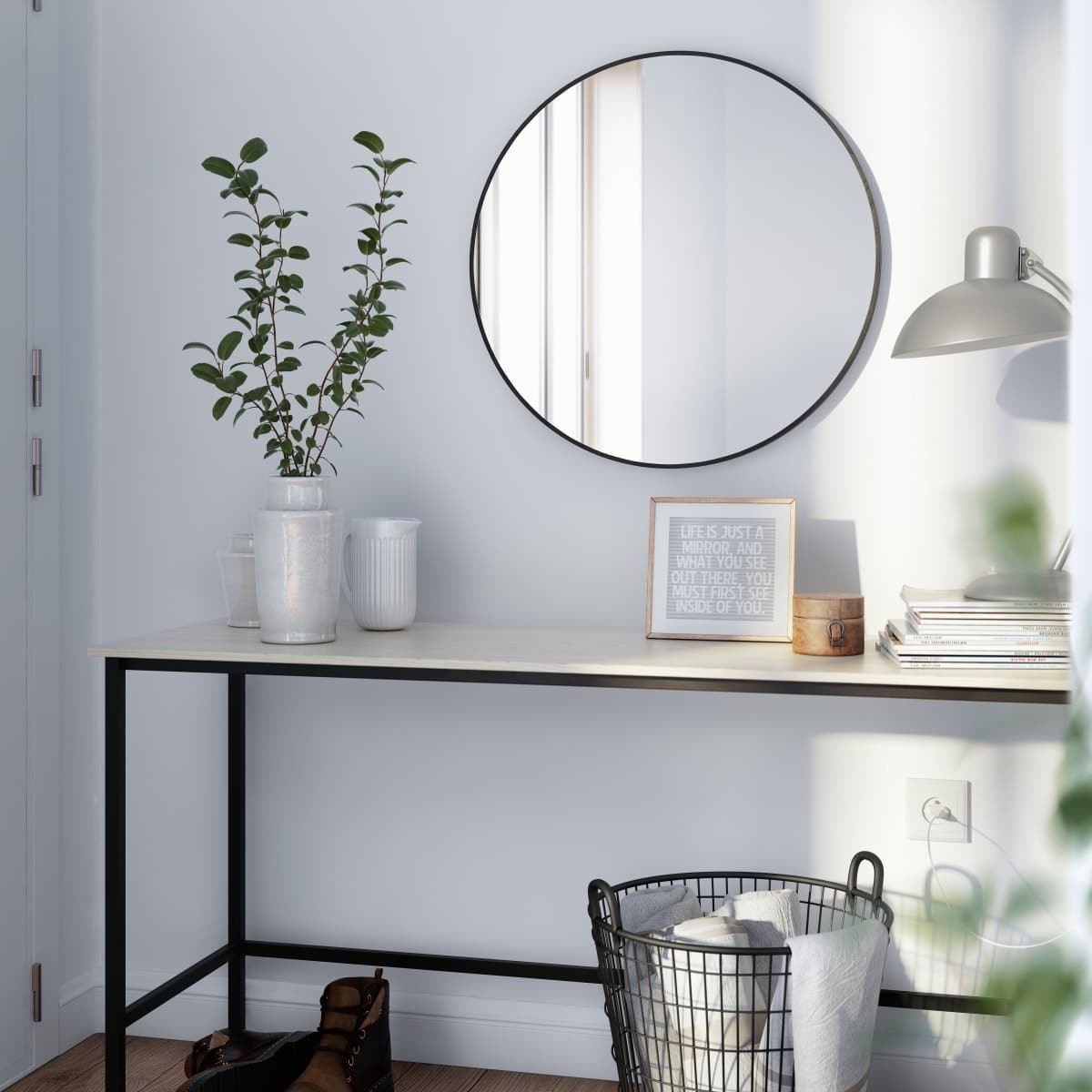 Bricocenter CIRCLE MIRROR 50 CM METAL BLACK