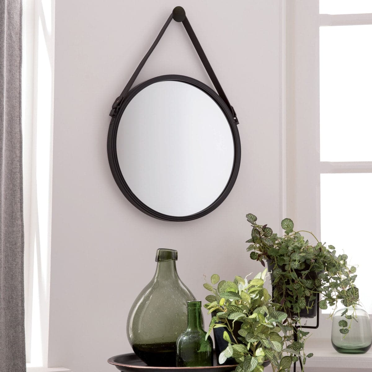 BLACK METAL BARBIER MIRROR 41CM - best price from Maltashopper.com BR480009915