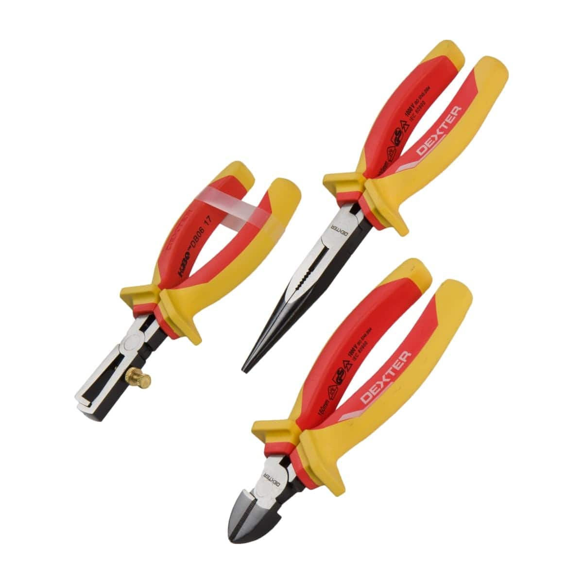 3-PIECE SET PLIERS, CUTTERS, DEXTER INSULATED PARROT