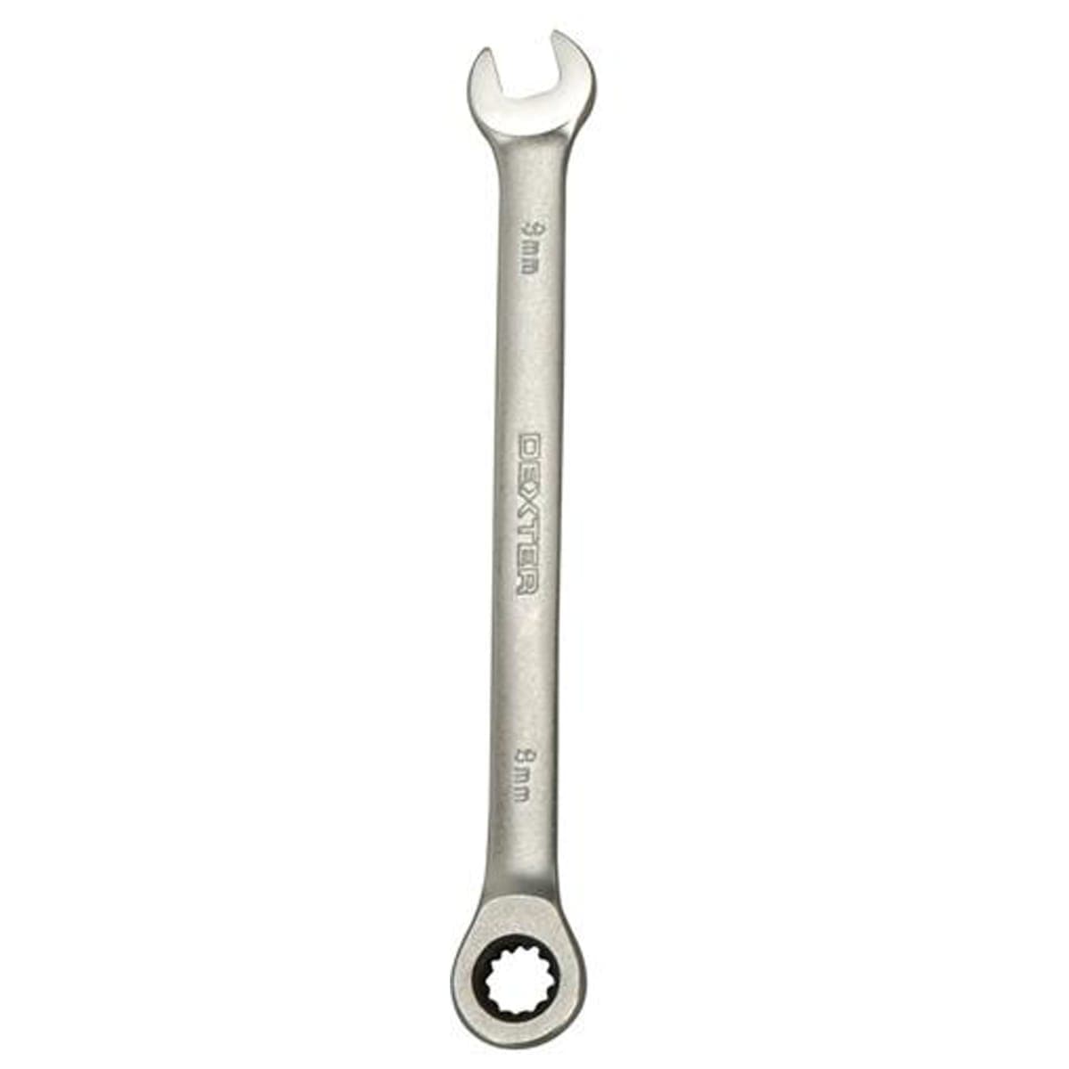 DEXTER 8 MM DIAMETER COMBINATION RATCHET SPANNER IN CHROME VANADIUM