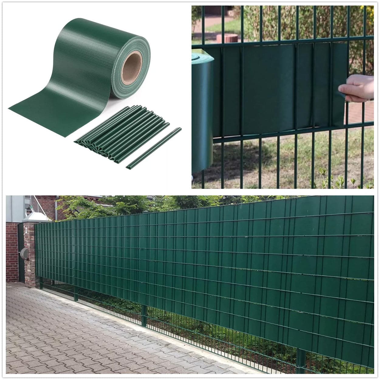 Bricocenter PVC FENCE STRIP MT35 X 19CM GREEN, 25 FIXING CLIPS INCLUDED