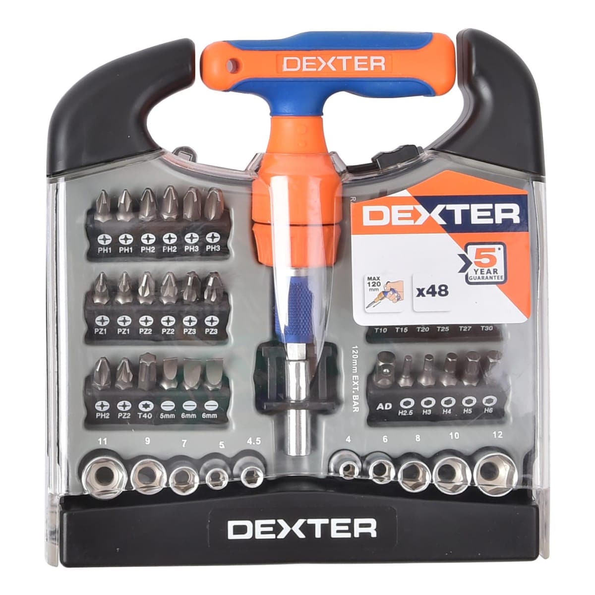 DEXTER T-SCREWDRIVER WITH BITS AND SOCKETS 48 PIECES - best price from Maltashopper.com BR400001555