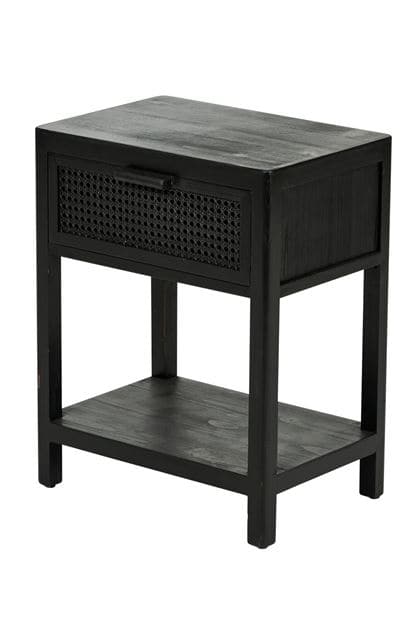 Casa WEBSTER Black bedside table, H 60,5 x W 47,5 x D 36 cm