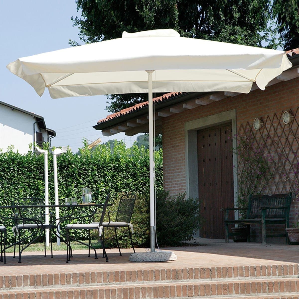 BAVENO ECRU UMBRELLA 3X3MT With pulley polyester canvas 240gr - best price from Maltashopper.com BR500014955