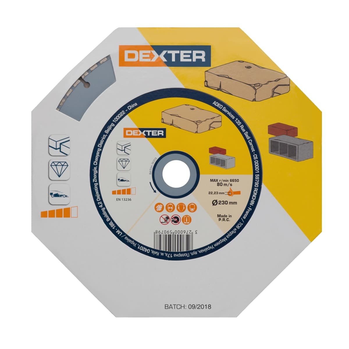 DEXTER DIAMOND CUTTING DISC FOR STONE 230X2.8 MM