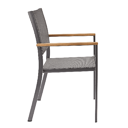 Bricocenter ORIS NATERAL ALU - Chair with eucalyptus wooden armrests and textile seat - 55.2x55.2xh84.5