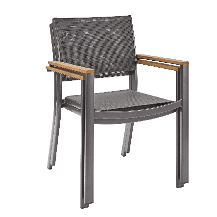 ORIS NATERAL ALU - Chair with eucalyptus wooden armrests and textile seat - 55.2x55.2xh84.5