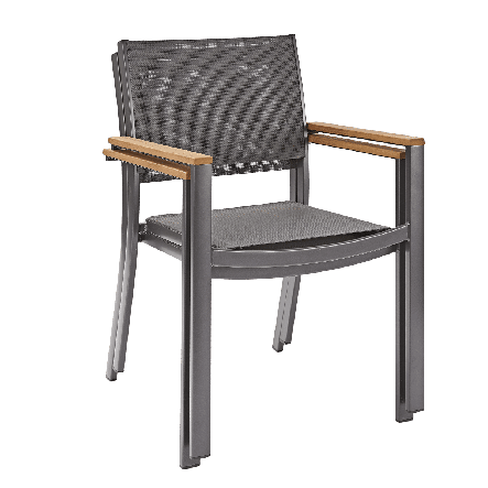 Bricocenter ORIS NATERAL ALU - Chair with eucalyptus wooden armrests and textile seat - 55.2x55.2xh84.5