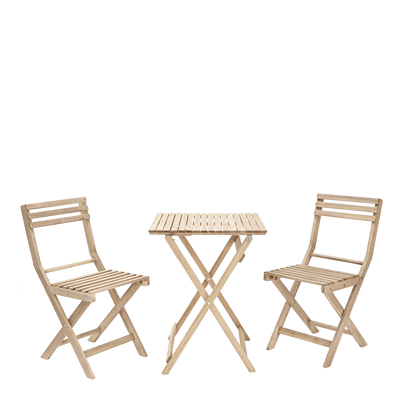 NARIATAL - Folding Table and 2 chairs Set - Acacia Wood - 55x55 - best price from Maltashopper.com BR500011195