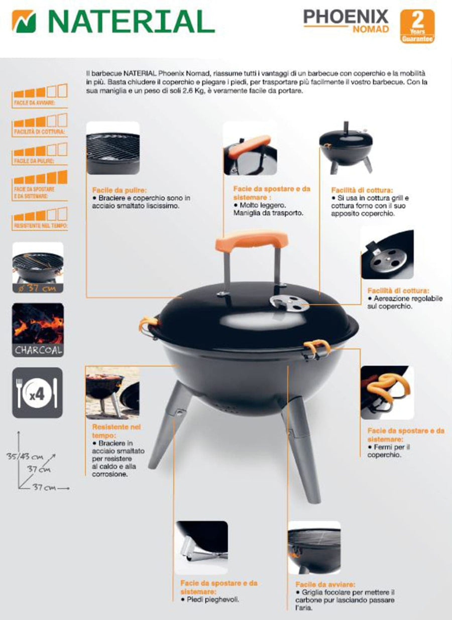 Bricocenter PHOENIX ALPHA NOMAD NATERIAL CHARCOAL BARBECUE