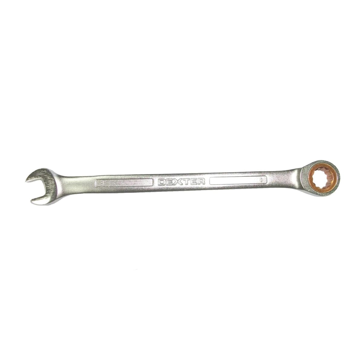 DEXTER 8 MM DIAMETER COMBINATION RATCHET SPANNER IN CHROME VANADIUM