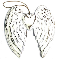 Hand Crafted Double Angel Wing & Heart - 24cm - best price from Maltashopper.com AWL-02