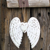 Hand Crafted Double Angel Wing & Heart - 24cm - best price from Maltashopper.com AWL-02