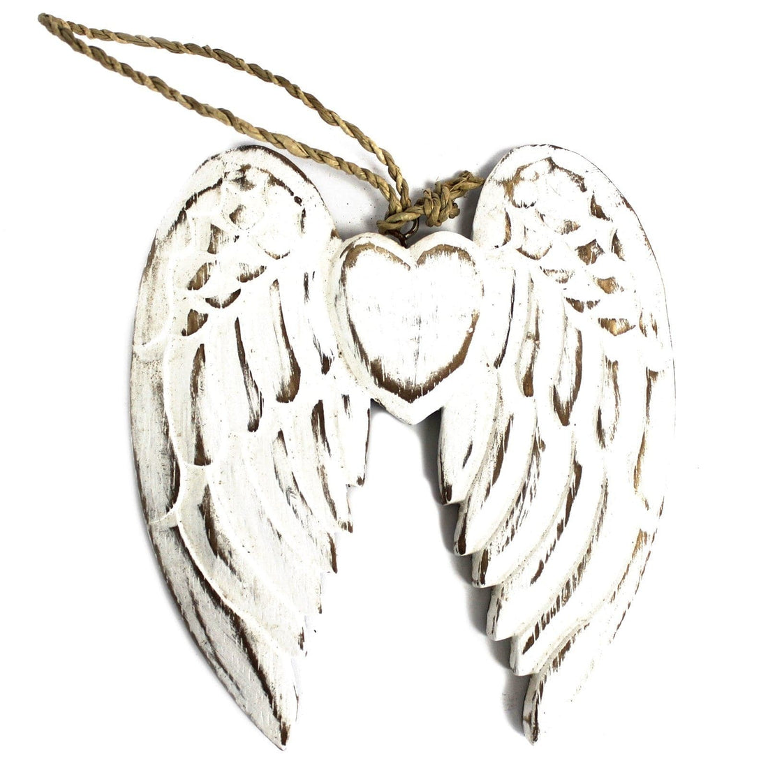 Hand Crafted Small Double Angel Wing & Heart - 15cm - best price from Maltashopper.com AWL-05