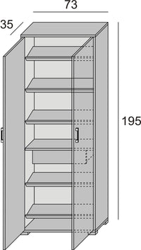 multi-purpose cupboard with 2 doors, 1 drawer, 6 interior shelves 72x37X195H - best price from Maltashopper.com BR440002755