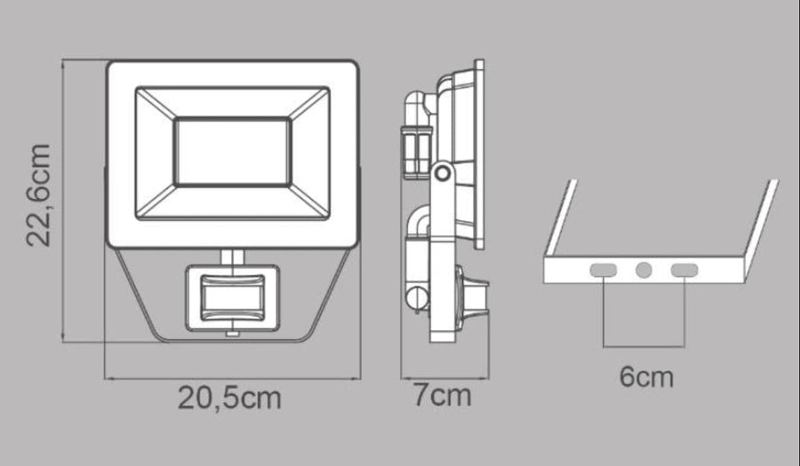 YONKERS ALUMINIUM PROJECTOR GREY LED 50W WITH MOTION SENSOR