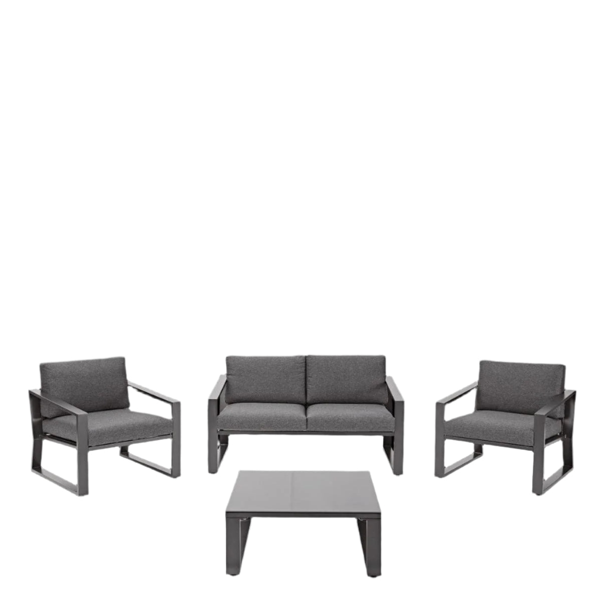 COFFEE SET LYRA NATERIAL 4-SEATER ALUMINIUM GLASS TOP WITH CUSHIONS