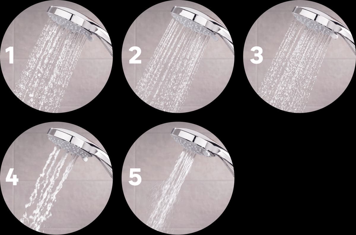 Bricocenter HAND SHOWER CINCO CHROME 5 JETS DIA 9,5CM EASY CLEAN AQUASTOP