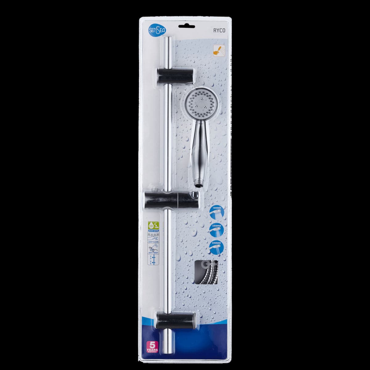 Bricocenter RYCO SHOWER SLIDING RAIL WITH 3-JET HAND SHOWER CHROME