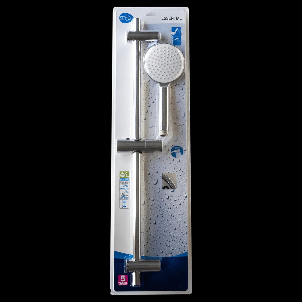 Bricocenter ESSENTIAL CHROME SLIDING RAIL CHROME/WHITE HAND SHOWER 1 JET SENSEA