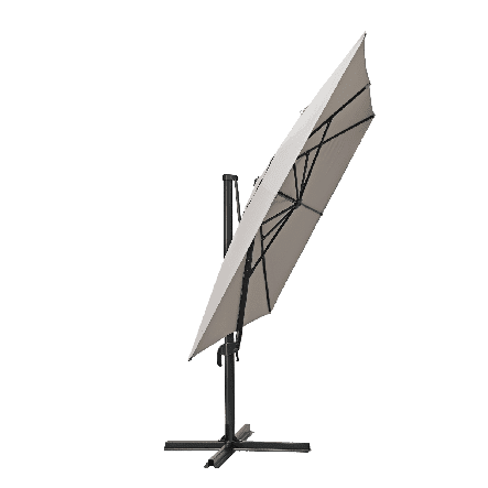 AURA NATERIAL - Steel and aluminum umbrella with gray polyester tarpaulin 2.9X3.9 M