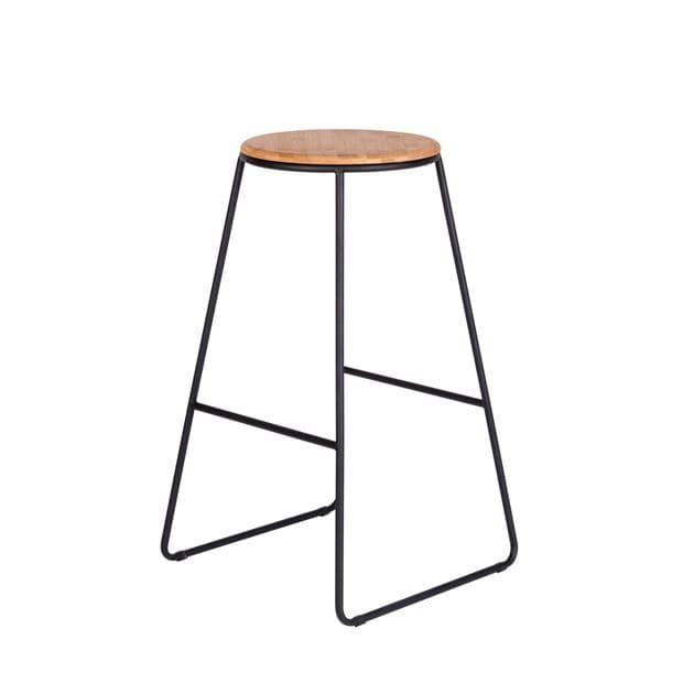 GIULIA Black bar stool, natural H 70 x W 42 cm - Ø 31 cm - best price from Maltashopper.com CS612409