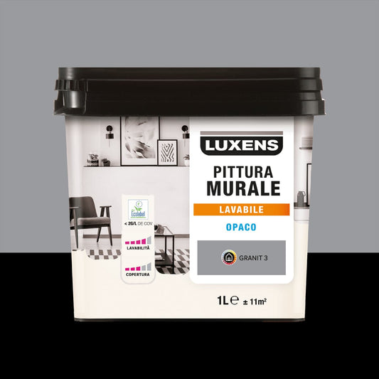 LUXENS WASHABLE GRANITE GREY PAINT 3 1 LITRE