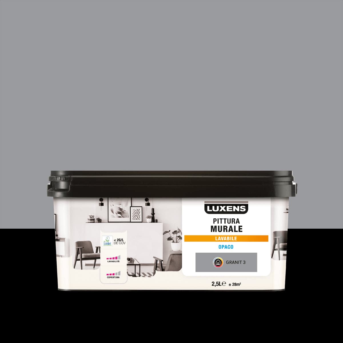 LUXENS WASHABLE GRANITE GREY PAINT 3 2.5 L