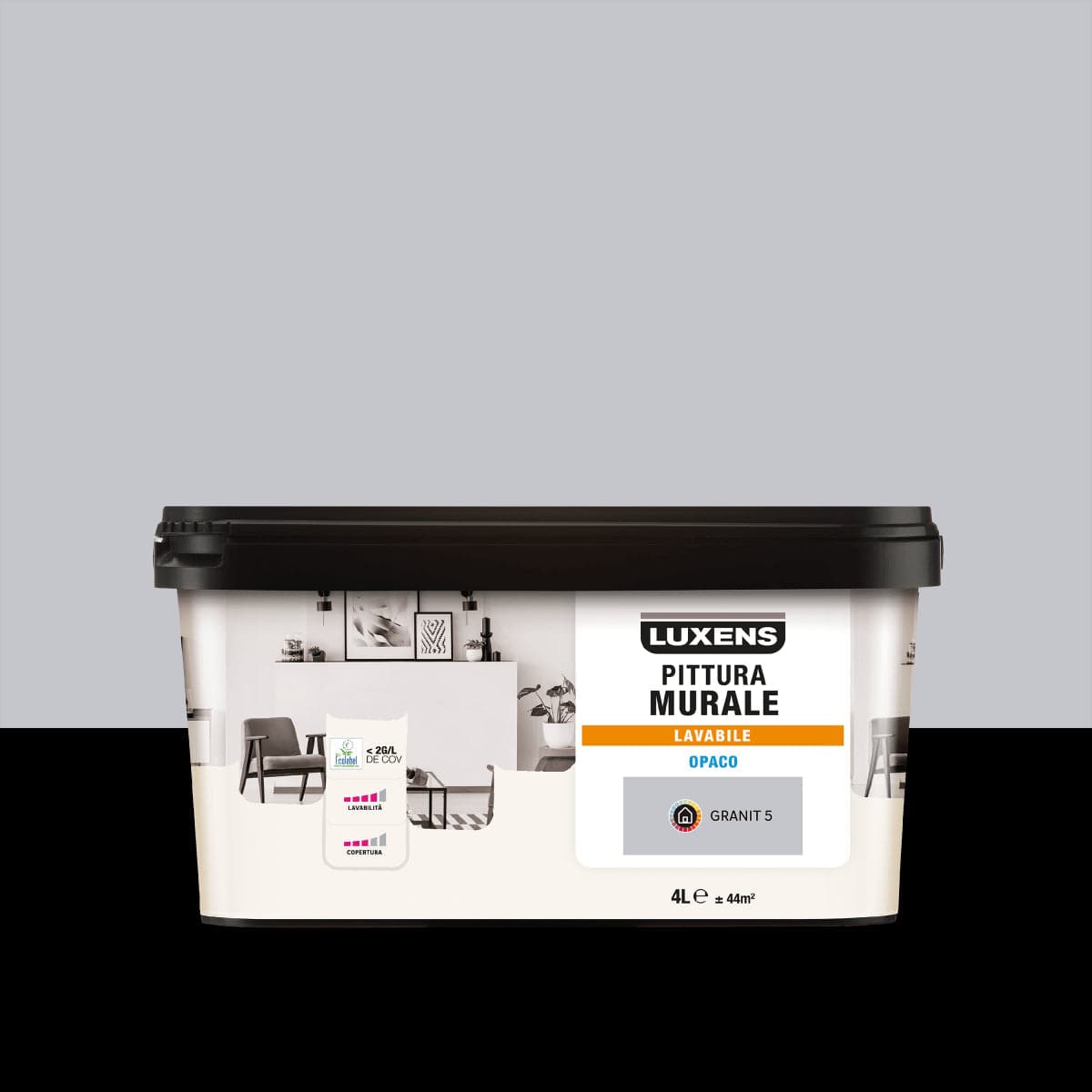 WASHABLE GRANITE GREY PAINT 5 LUXENS 4 LT