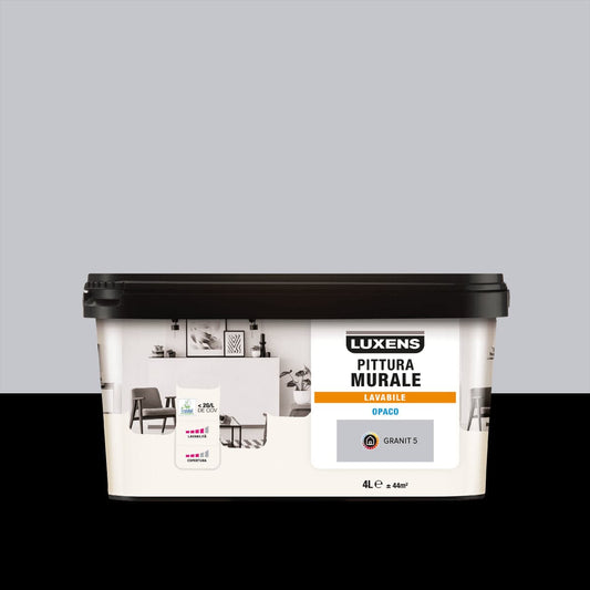 WASHABLE GRANITE GREY PAINT 5 LUXENS 4 LT