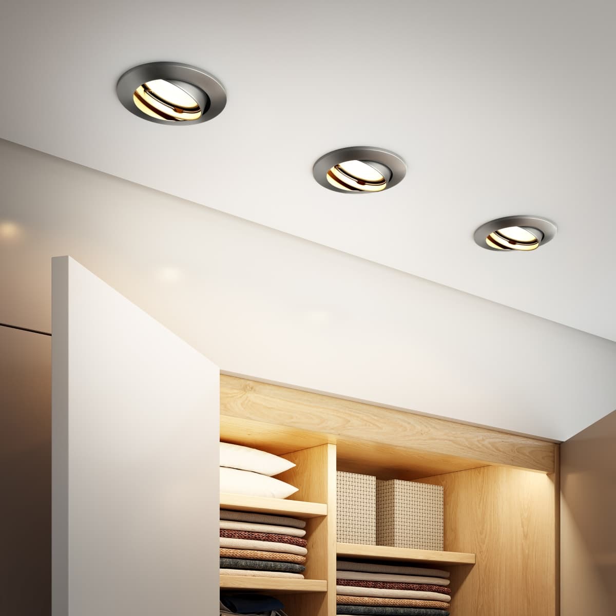 Bricocenter 3 RECESSED SPOTLIGHTS CLANE ALUMINIUM NICKEL D7.5 CM LED GU10=6W NATURAL LIGHT ADJUSTABLE