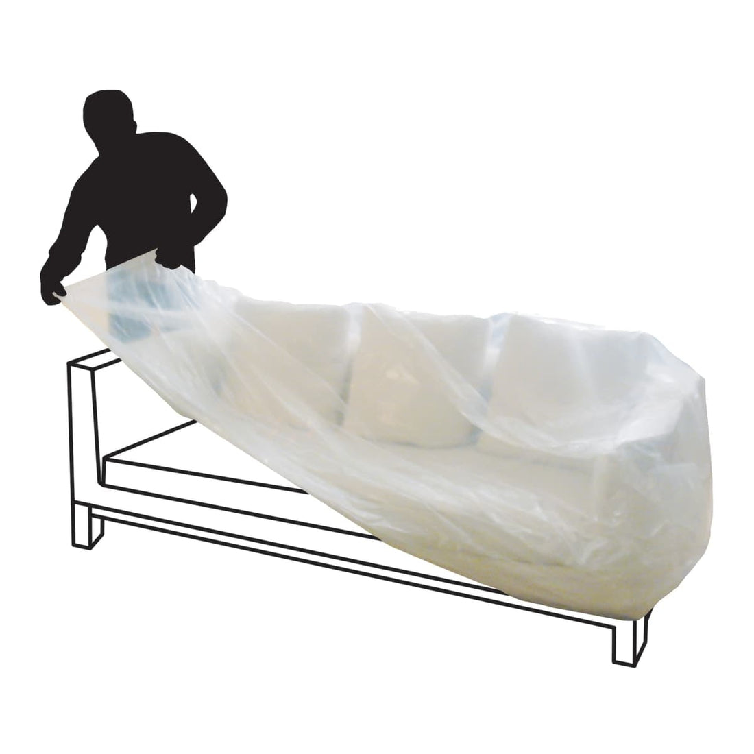 protective cover for 2 seater sofa w300xd150cm in transparent polypropylene - best price from Maltashopper.com BR410002395