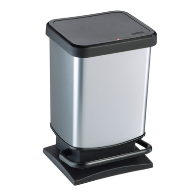 PASO 20 LITRE SILVER DUSTBIN WITH PEDAL SLOW CLOSING FLOOR PROTECTORS - best price from Maltashopper.com BR410005896