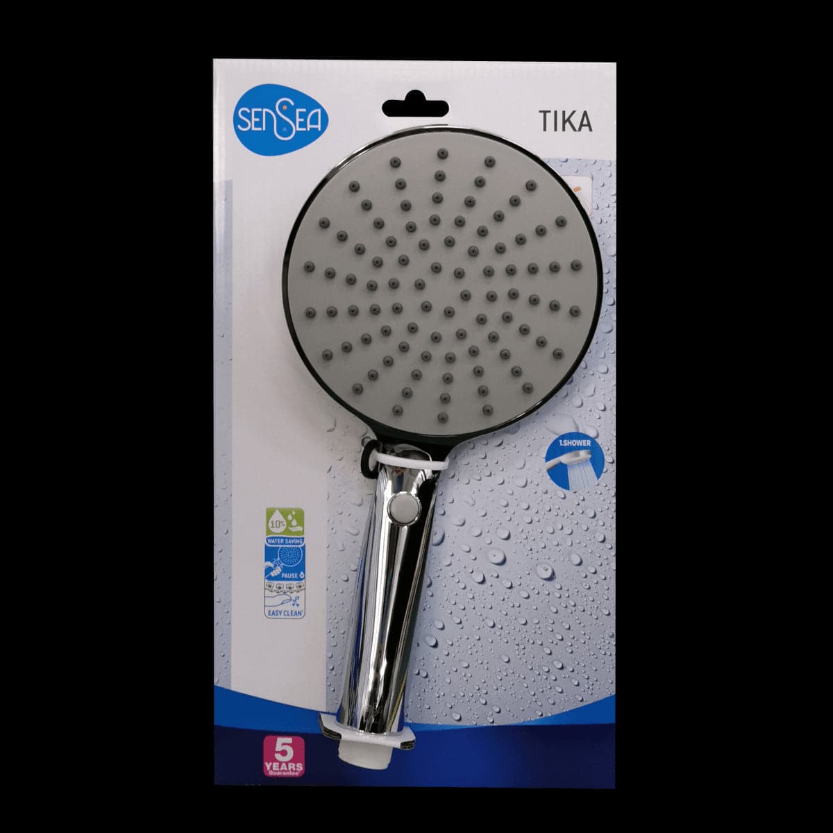 TIKA CHROME HAND SHOWER 1 JET DIA 13 EASY CLEAN SENSEA