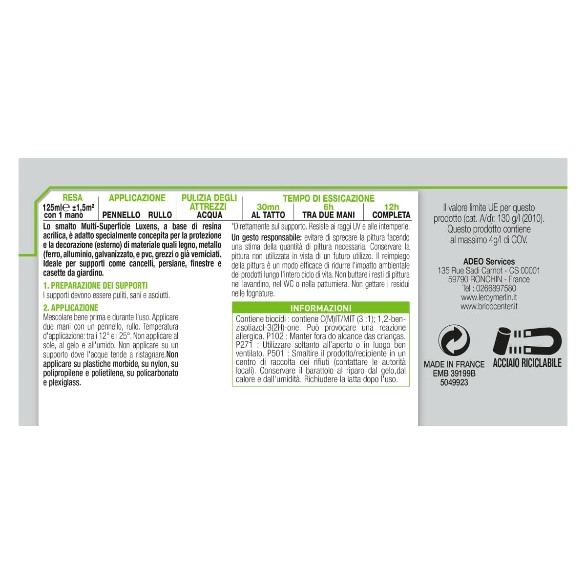 LUXENS SATIN WHITE MULTI-SURFACE WATER-BASED ENAMEL 125ML - best price from Maltashopper.com BR470003975