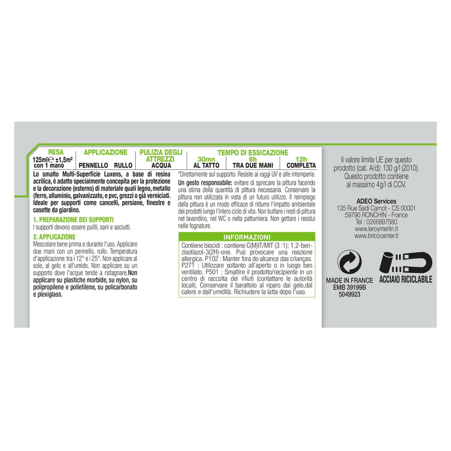 MULTI-SURFACE ENAMEL DOVE GREY 3 SATIN 125ML LUXENS - best price from Maltashopper.com BR470003984