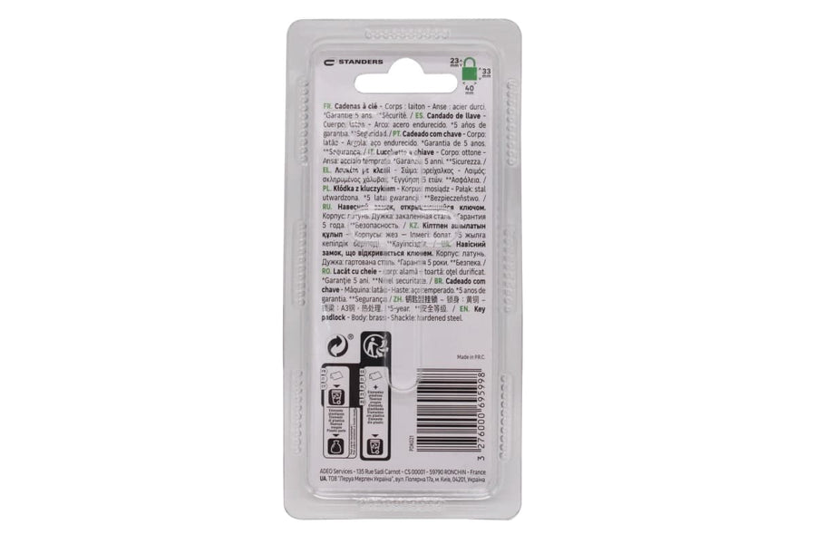 INDOOR/OUTDOOR PADLOCK SHORT ARC 40MM. BRASS - best price from Maltashopper.com BR410000411