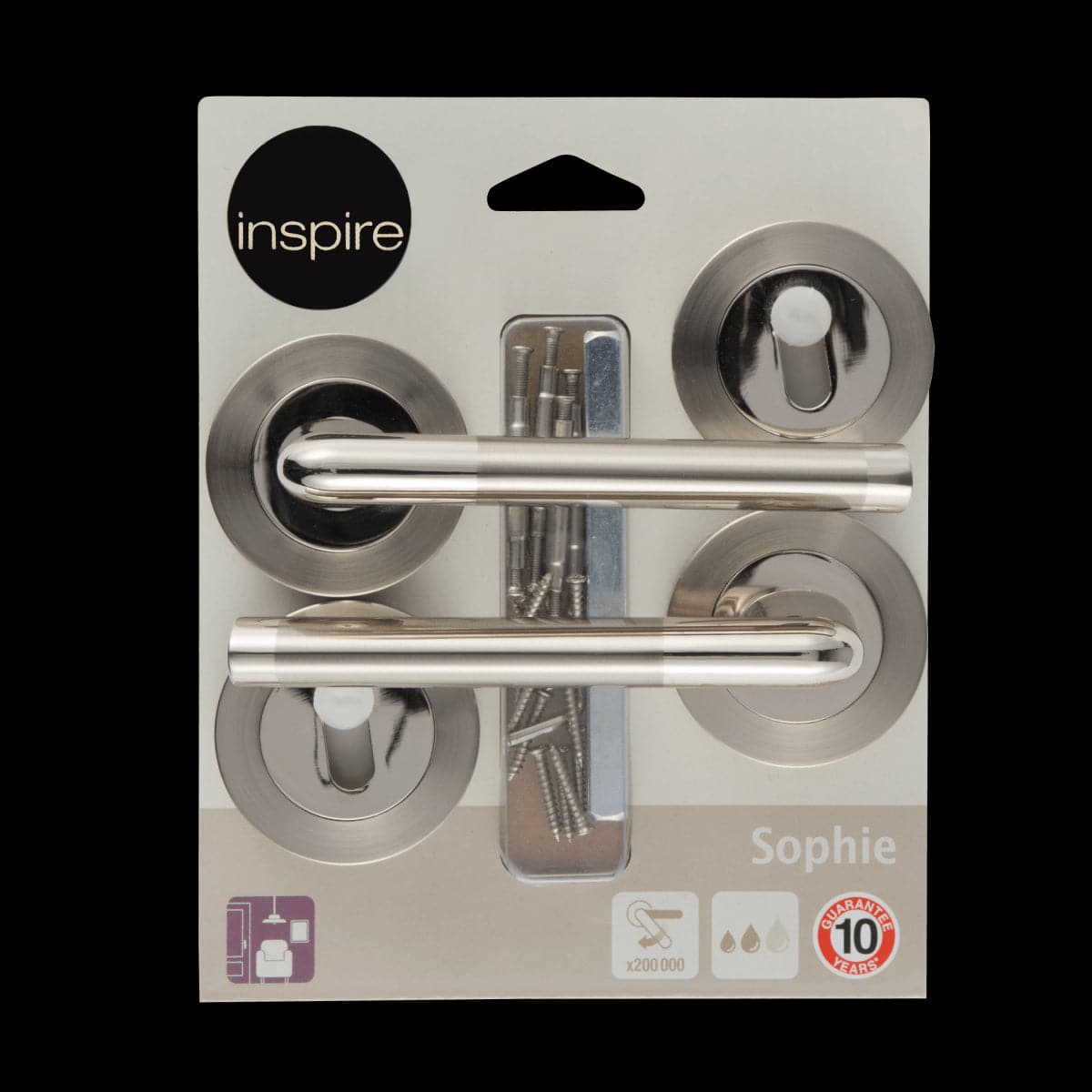 SOPHIE DOOR HANDLE WITH ROSETTE AND ESCUTCHEON IN ZAMAK SATIN NICKEL FINISH - best price from Maltashopper.com BR410004434