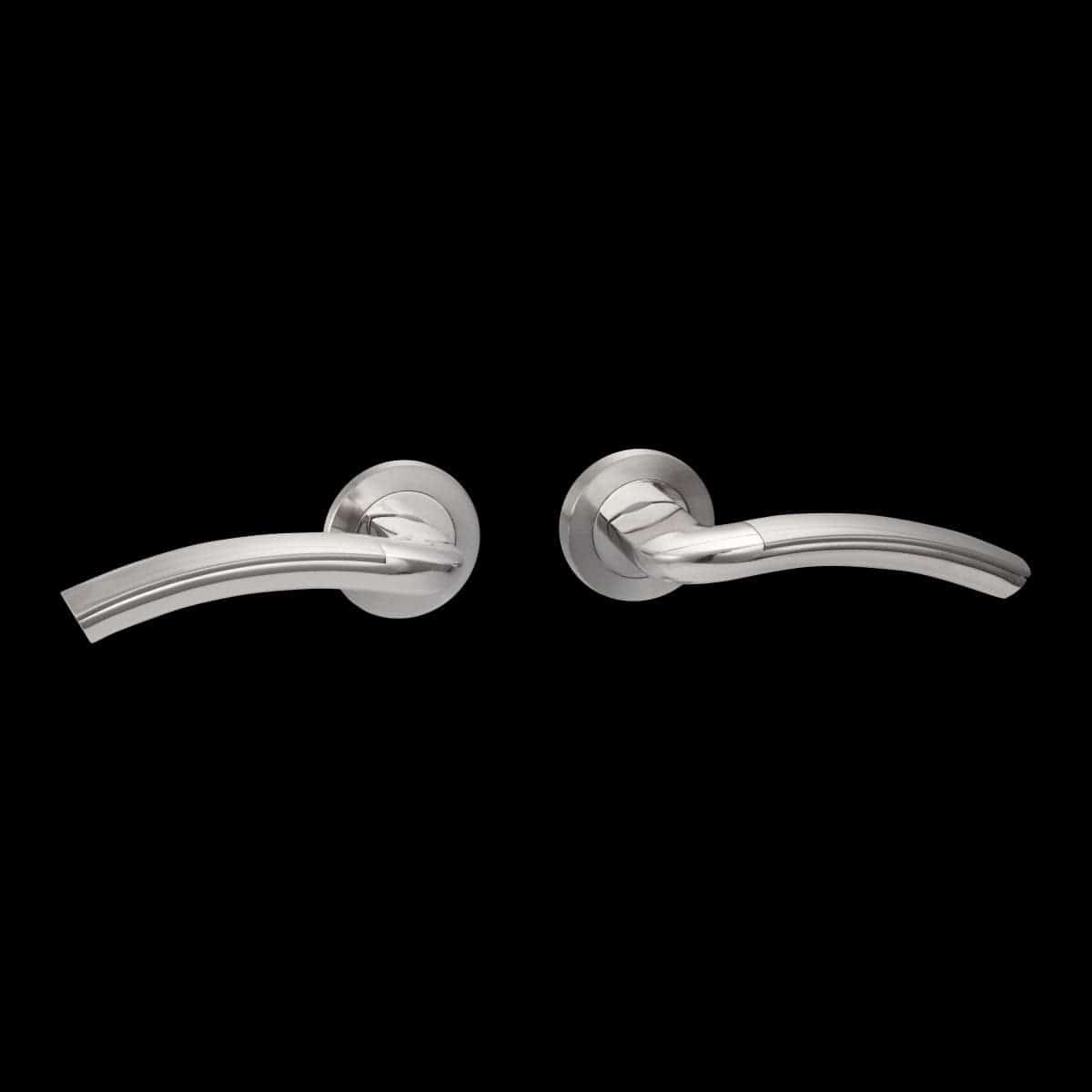 Bricocenter ASIA DOOR HANDLE WITH ROSETTE AND ESCUTCHEON IN ZAMAK SATIN NICKEL FINISH