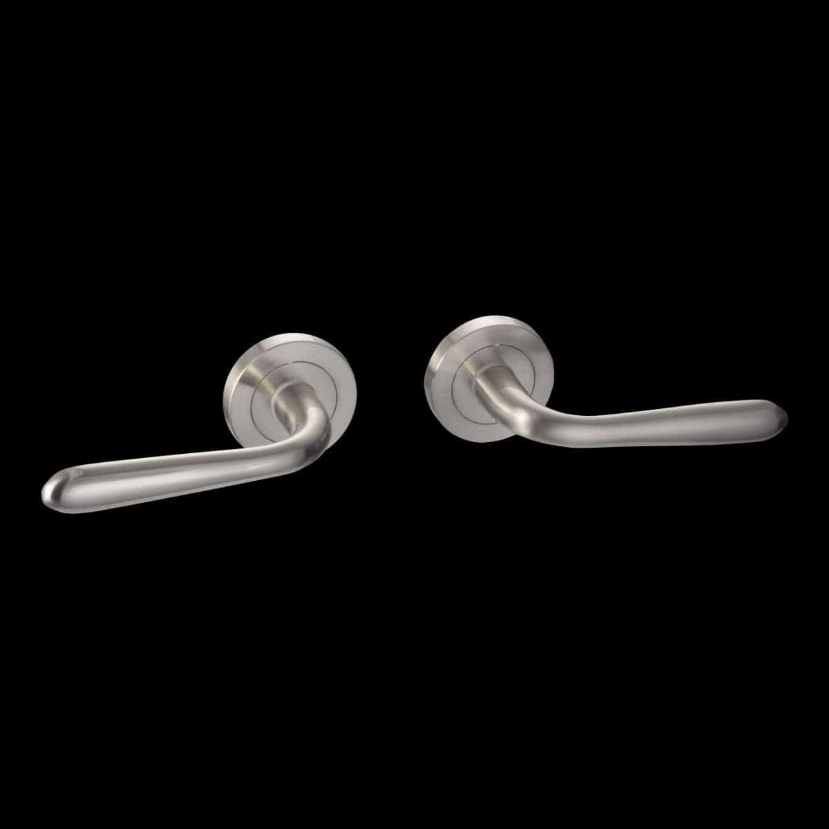 Bricocenter SPIRIT DOOR HANDLE WITH ROSETTE AND ESCUTCHEON IN ZAMAK SATIN NICKEL FINISH