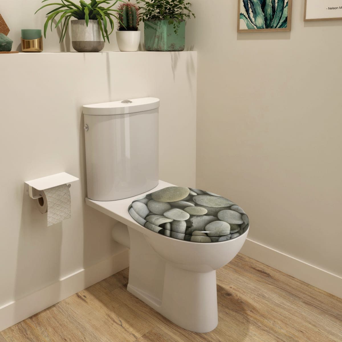 POP OVAL WC SEAT - GREY STONE PRINT WITH SLOW CLOSING MECHANISM - best price from Maltashopper.com BR430007091