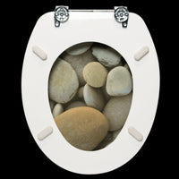 POP OVAL WC SEAT - GREY STONE PRINT WITH SLOW CLOSING MECHANISM - best price from Maltashopper.com BR430007091